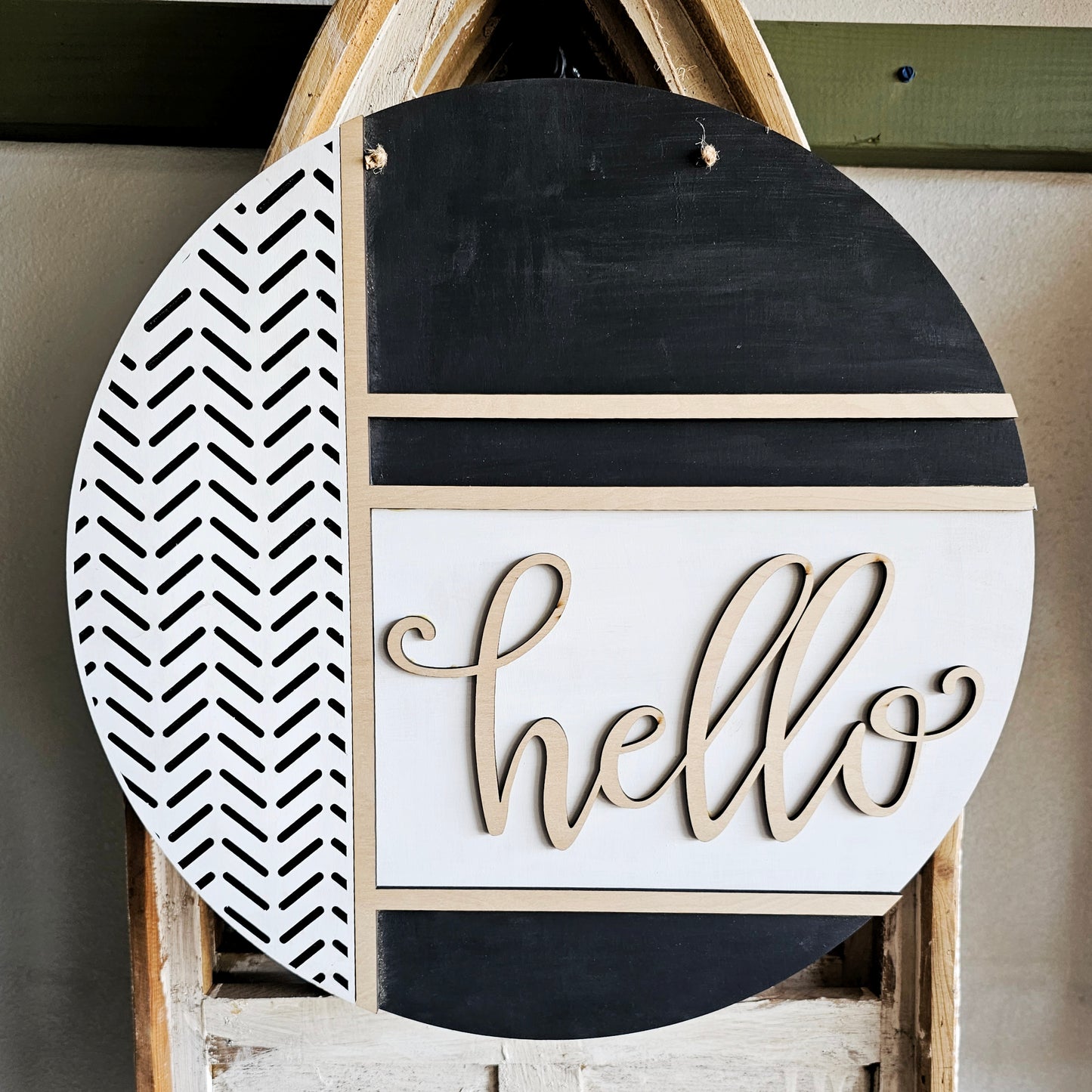 DIY Chevron Hello Door Hanger