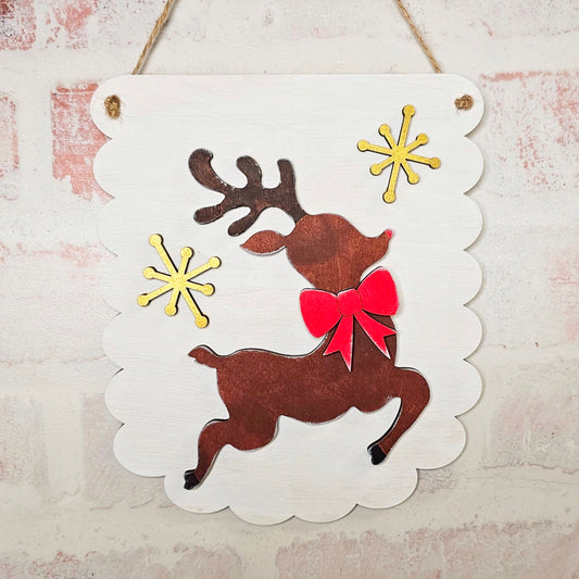 DIY Vintage Reindeer Hanging Sign