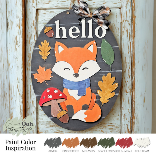 DIY Hello Fall Fox Door Hanger