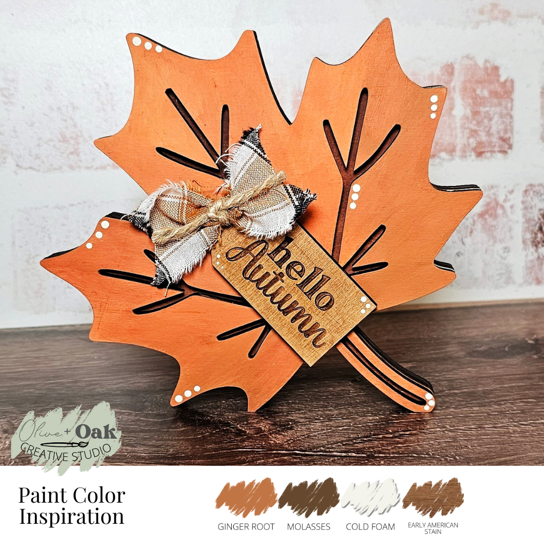 DIY Chunky Hello Autumn Leaf Shelf Sitter
