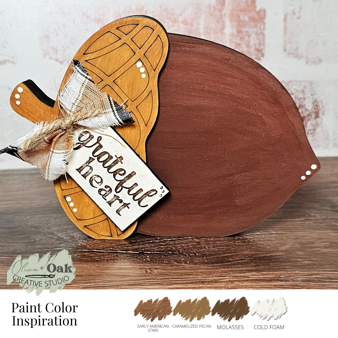 DIY Chunky Grateful Heart Acorn Shelf Sitter
