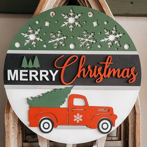 DIY Merry Christmas Truck Door Hanger