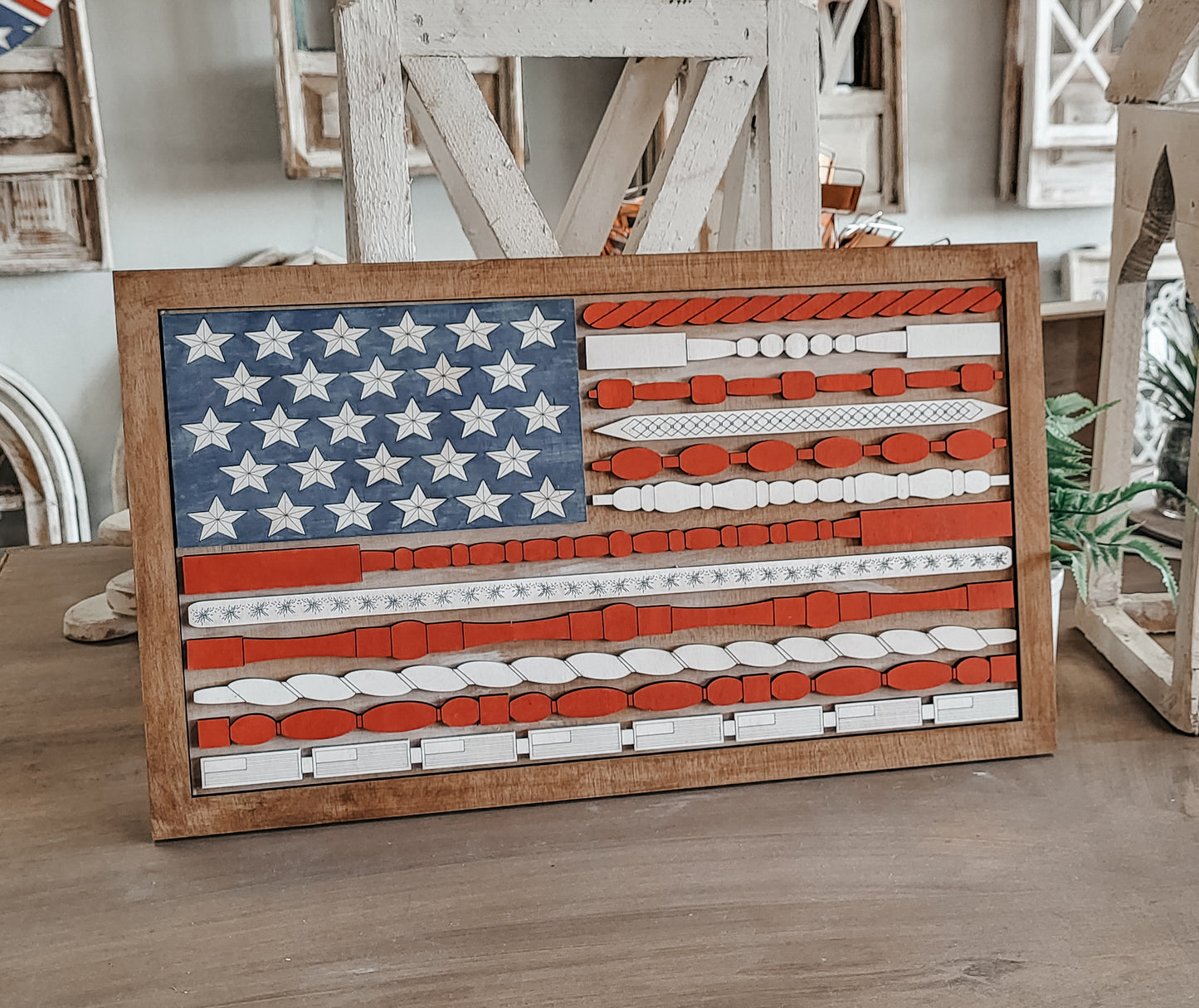 DIY Spindle Flag Sign
