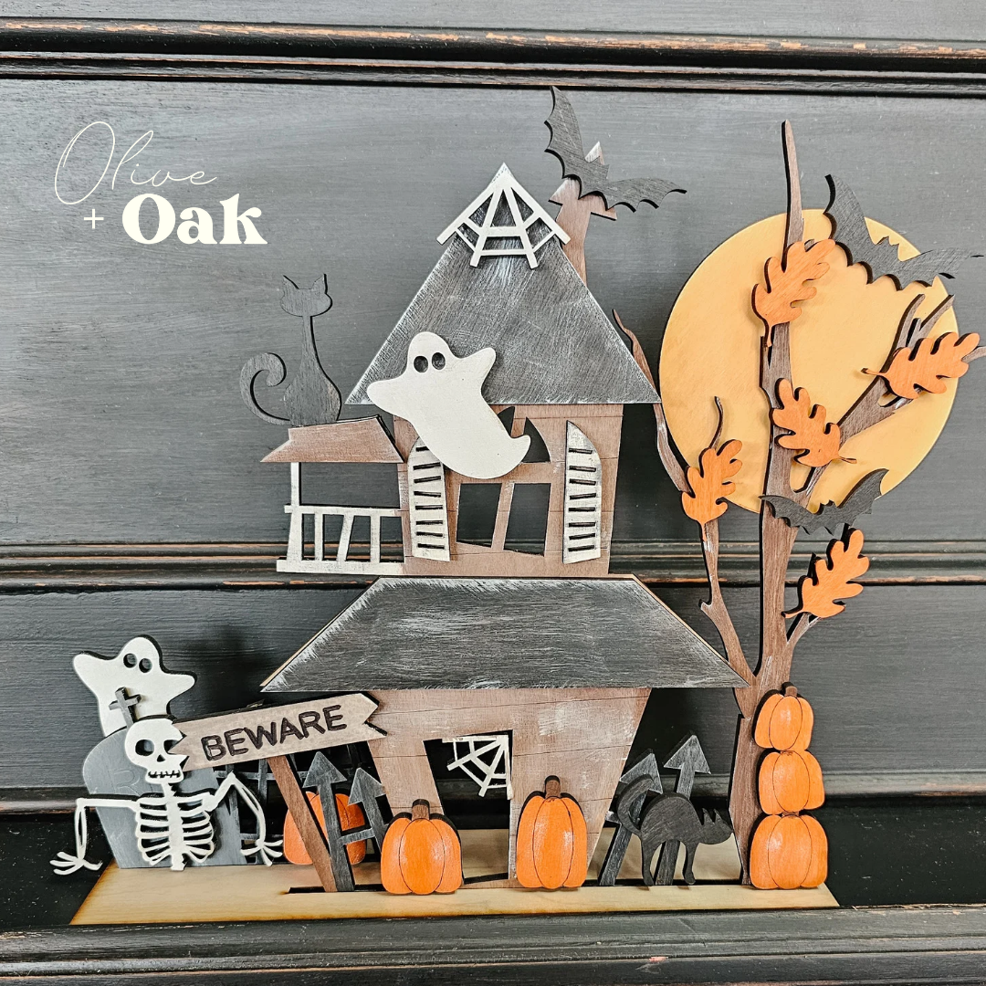 DIY Haunted House Shelf Sitter