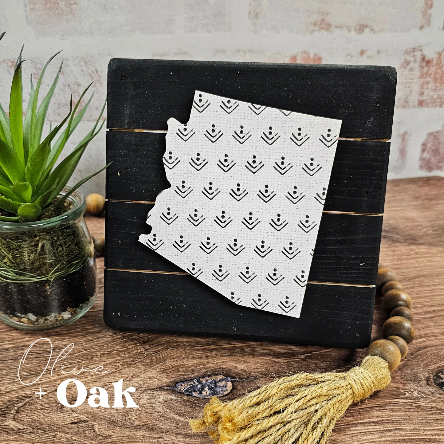 Boho Arrow Arizona - Black Slat Box Sign