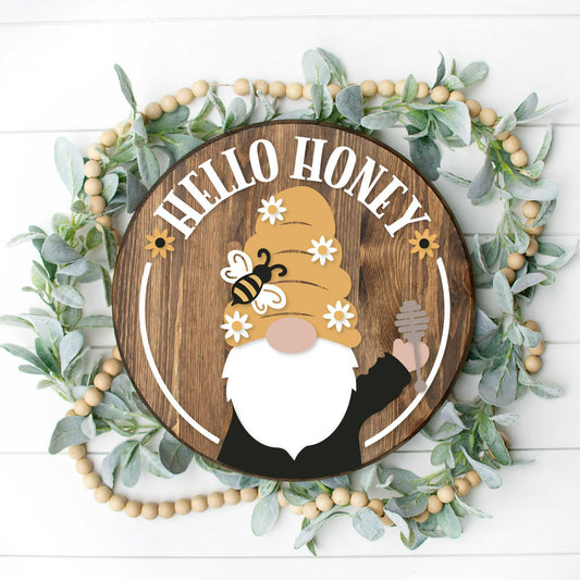 DIY Hello Honey Gnome Door Hanger