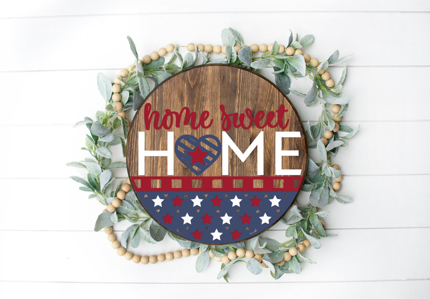 DIY Patriotic Home Sweet Home Heart Door Hanger