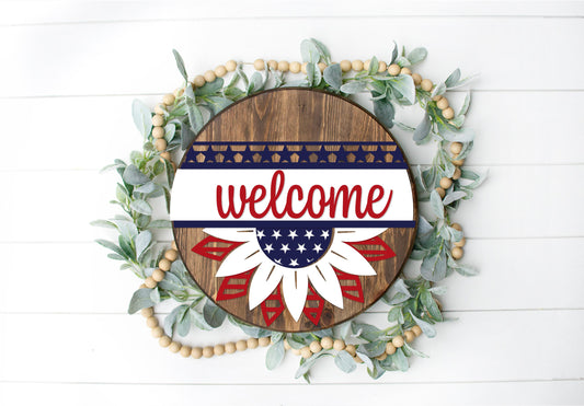 DIY Patriotic Sunflower Door Hanger