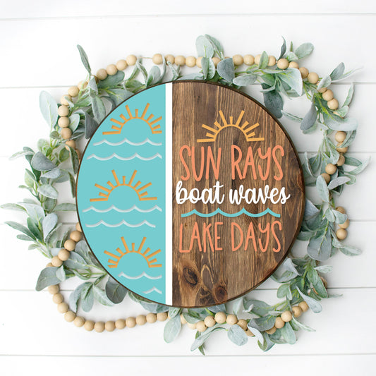 DIY Sun Rays Boat Waves Lake Days Door Hanger