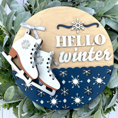 DIY Hello Winter Skates Door Hanger