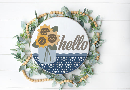 DIY Sunflowers in A Mason Jar Door Hanger