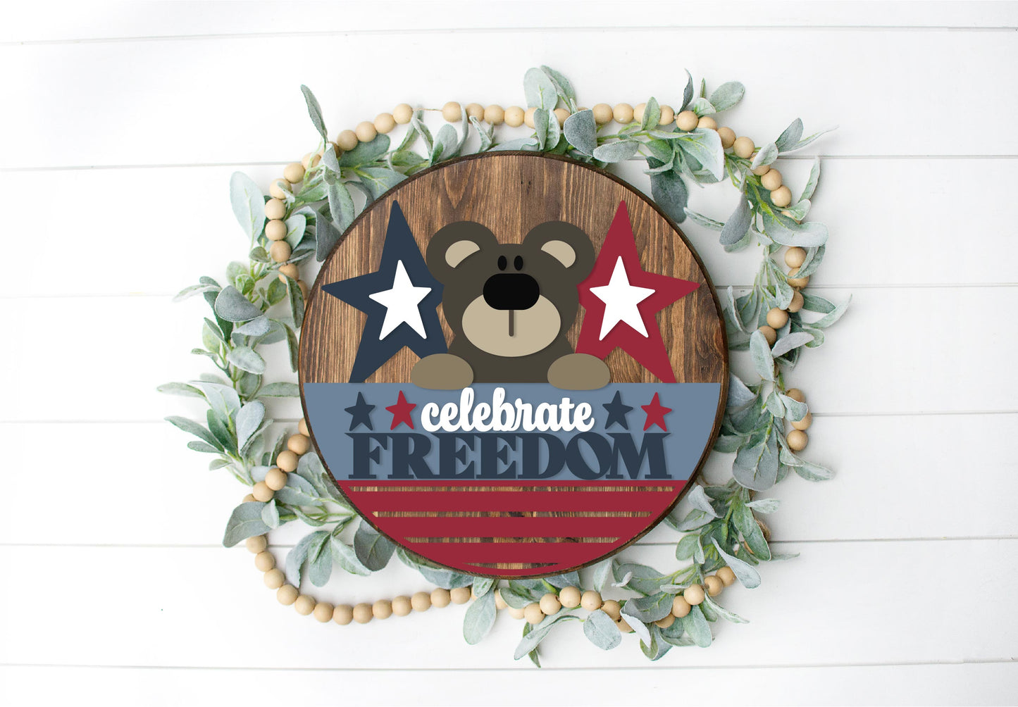 DIY Celebrate Freedom Bear Door Hanger