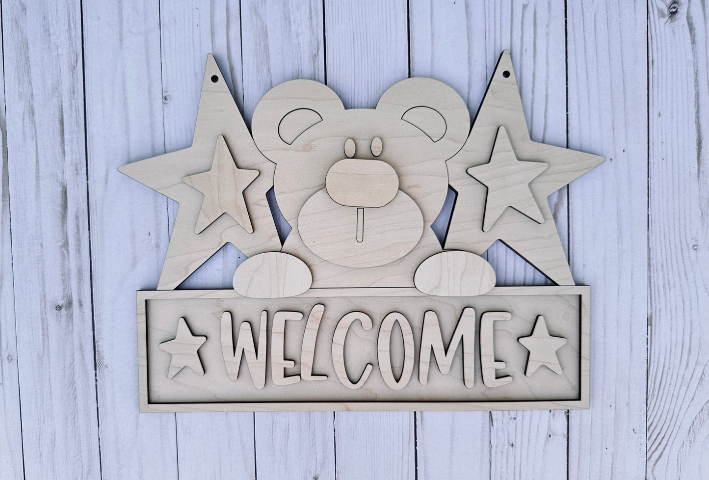 DIY Patriotic Welcome Bear Door Hanger