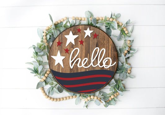 DIY Hello Stars + Stripes Door Hanger