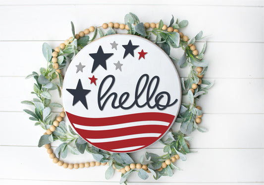 DIY Hello Stars + Stripes Door Hanger