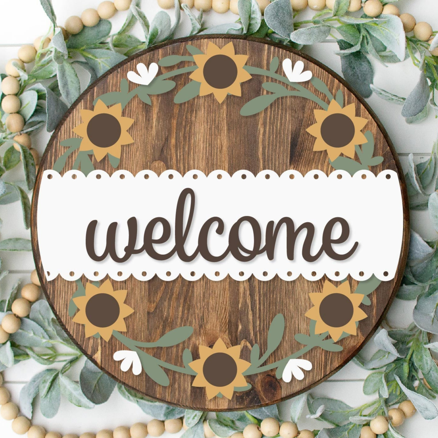 DIY Welcome Sunflower Wreath Door Hanger