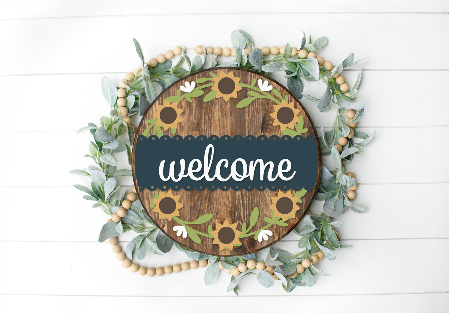 DIY Welcome Sunflower Wreath Door Hanger