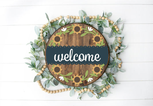 DIY Welcome Sunflower Wreath Door Hanger