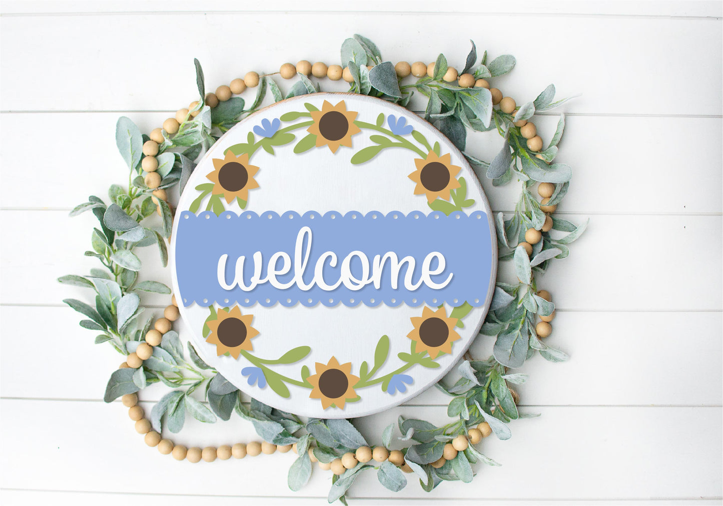 DIY Welcome Sunflower Wreath Door Hanger
