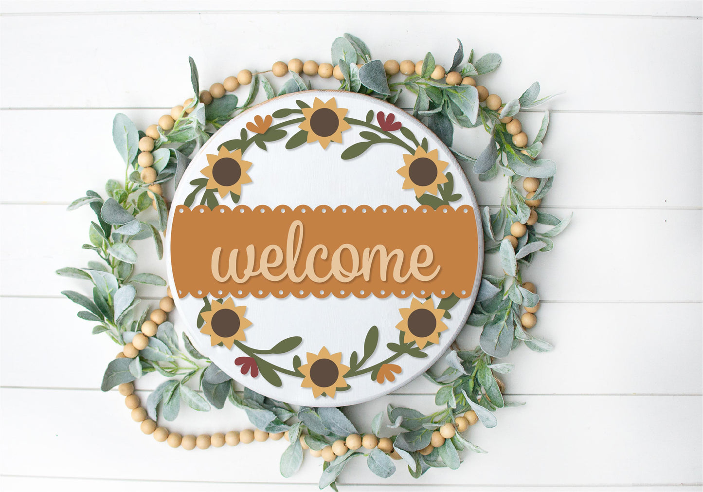 DIY Welcome Sunflower Wreath Door Hanger