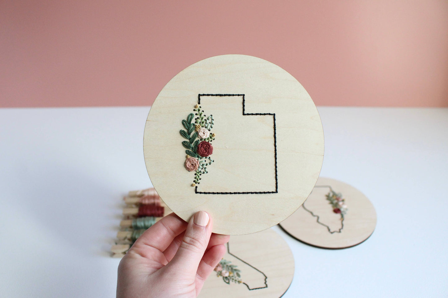 Wood Embroidery Kit - States Floral: Arizona