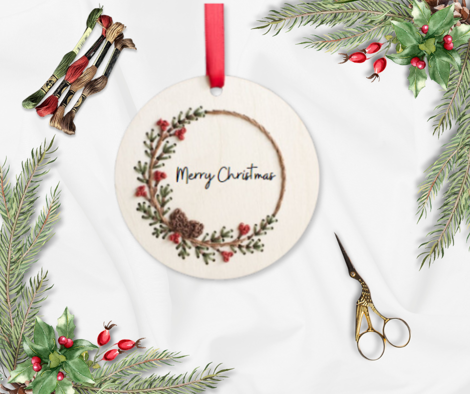 Wood
Embroidery Kit - Christmas Pine Wreath