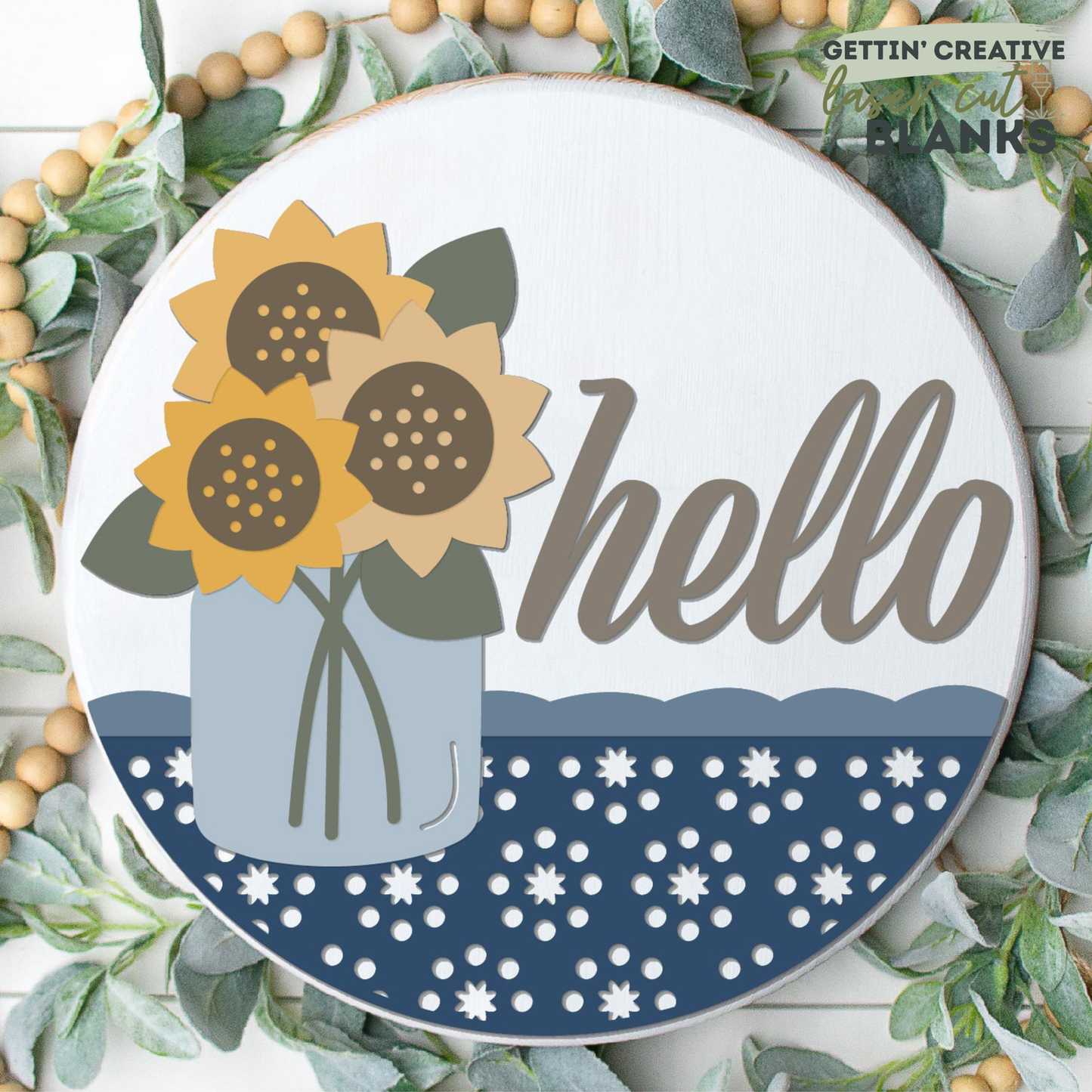 Hello Sunflower Mason Jar DH