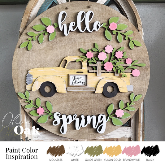 DIY Hello Spring Truck Door Hanger