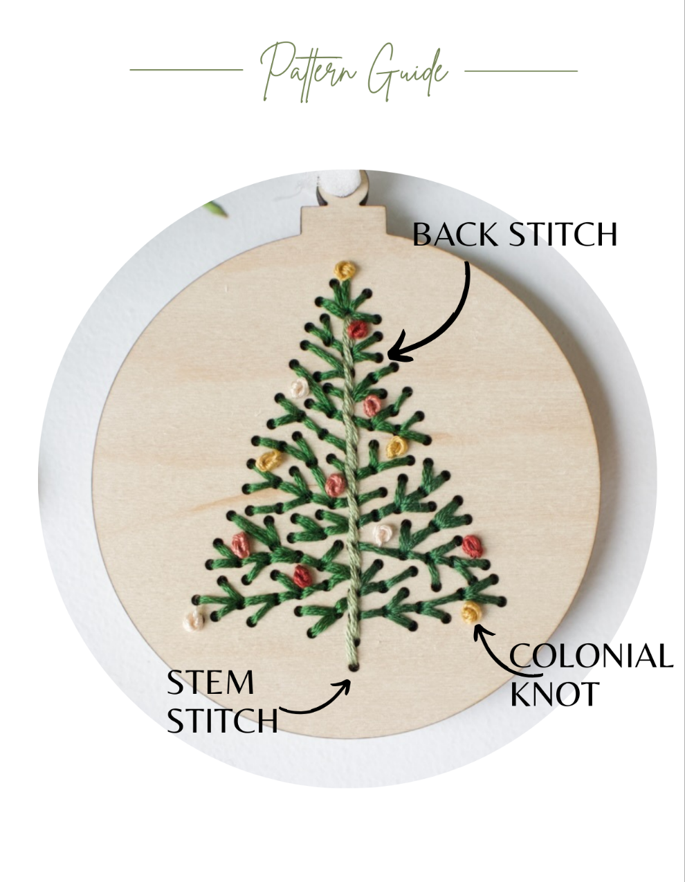 Wood Embroidery Kit - Christmas Tree Ornament