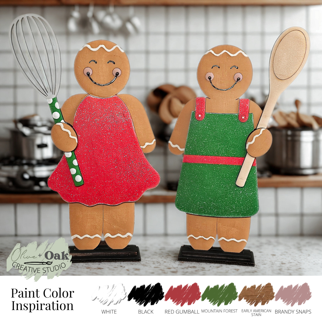 DIY Gingerbread Baking Couple Shelf Sitter