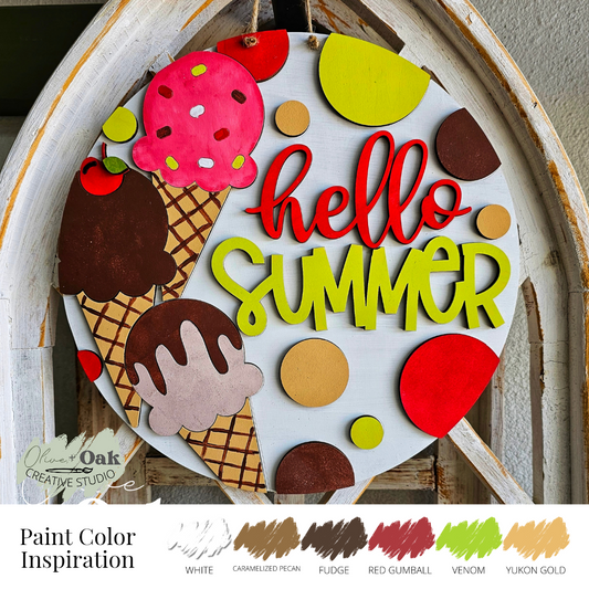 DIY Hello Summer Ice Cream Door Hanger