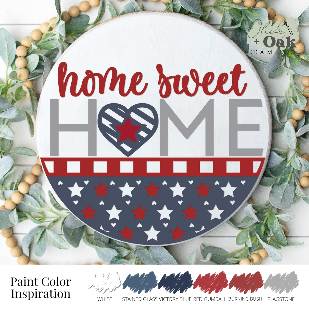 DIY Patriotic Home Sweet Home Heart Door Hanger