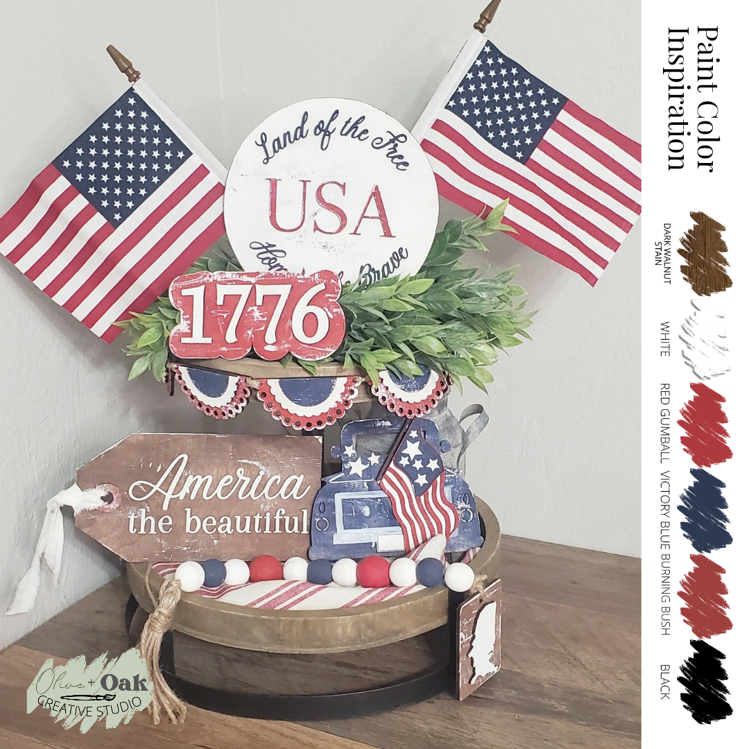 DIY America the Beautiful Tier Tray Set