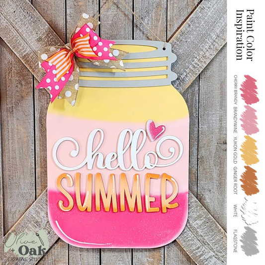 DIY Hello Summer Mason Jar Door Hanger
