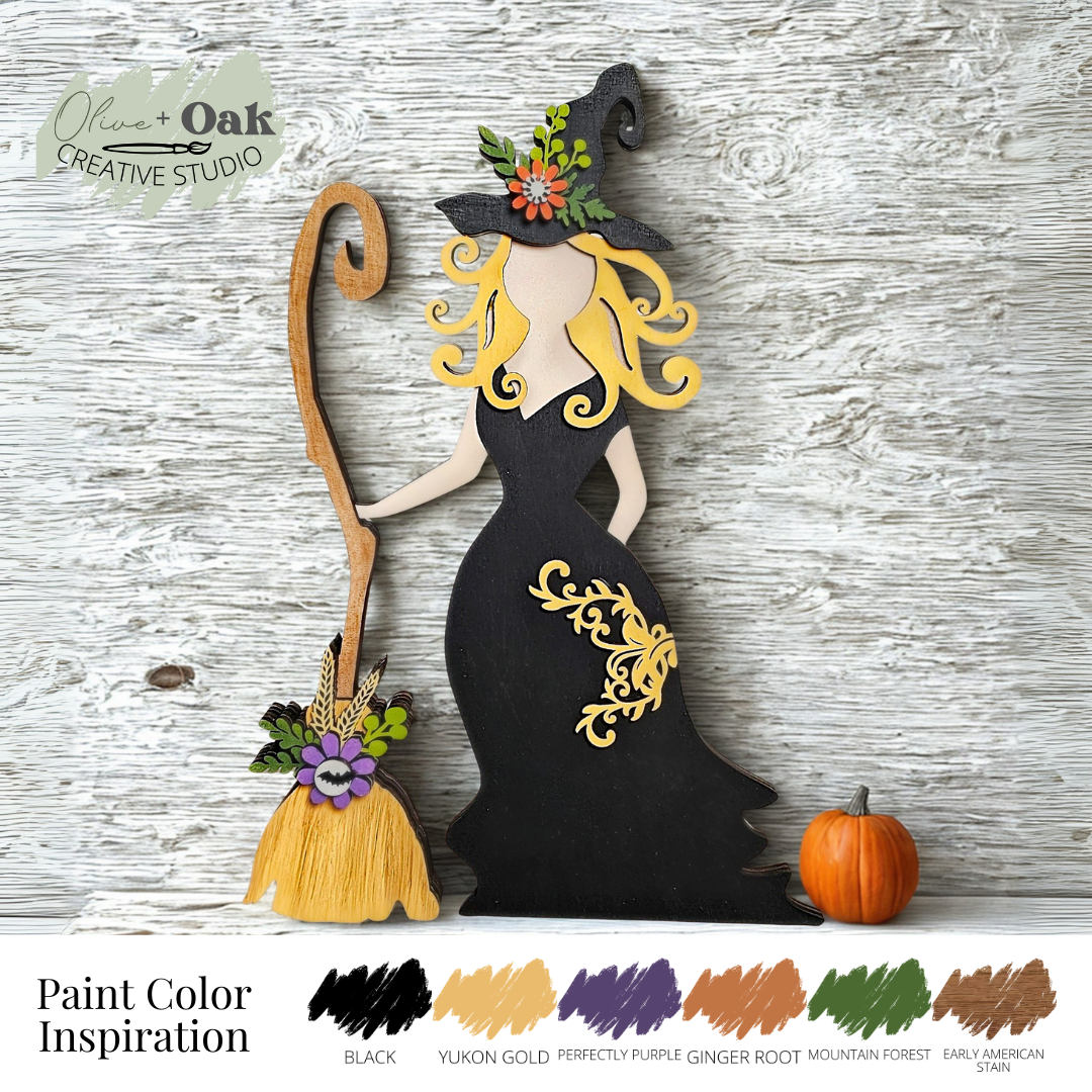 DIY Witch with Broom Shelf Sitter