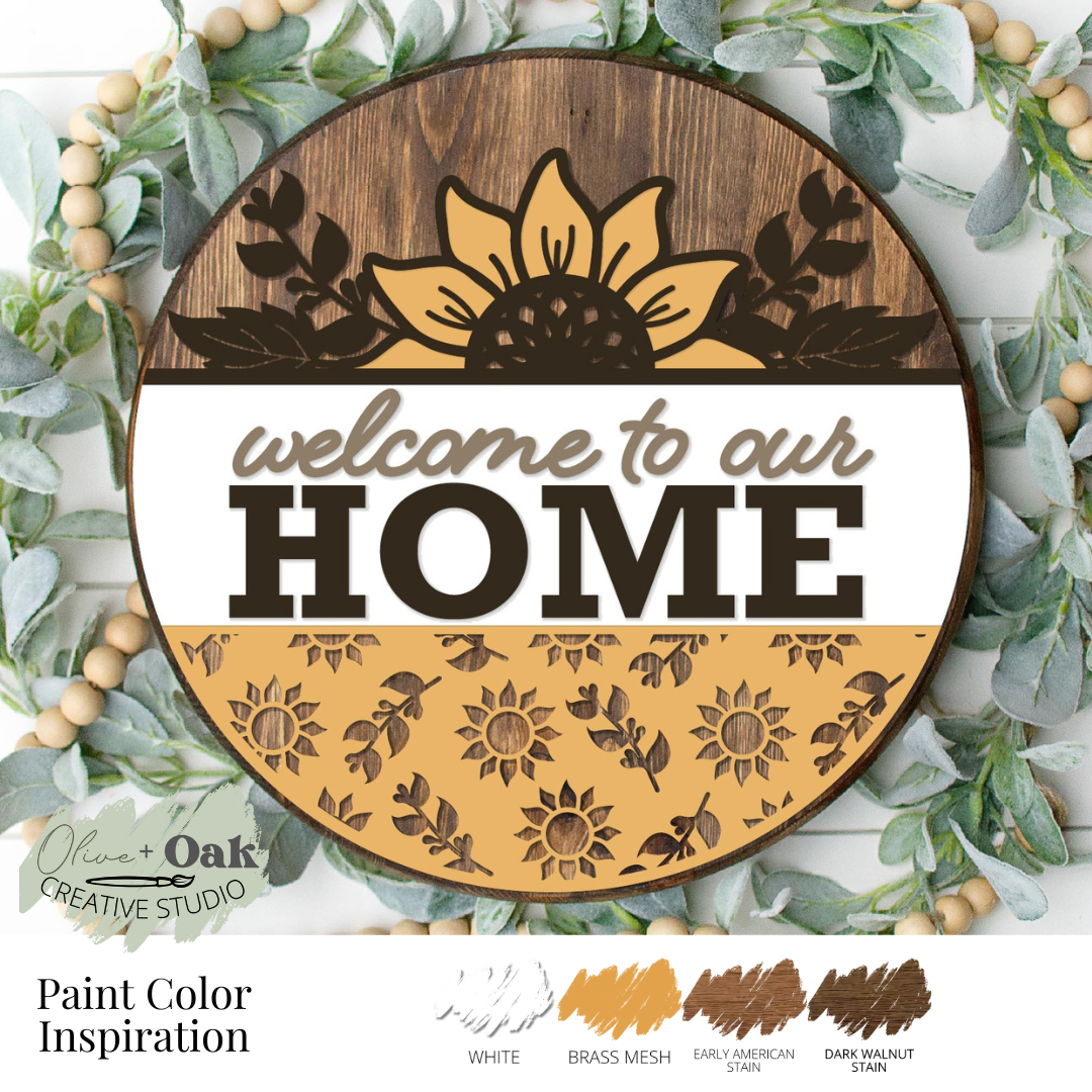 DIY Welcome to Our Home Sunflower Door Hanger