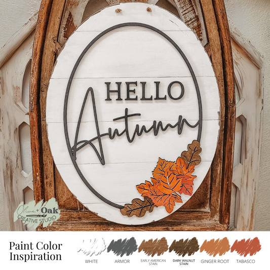 DIY Hello Autumn Oval Door Hanger