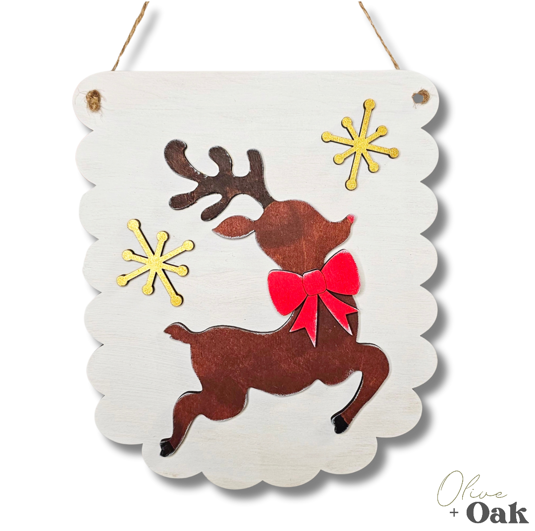 DIY Vintage Reindeer Hanging Sign