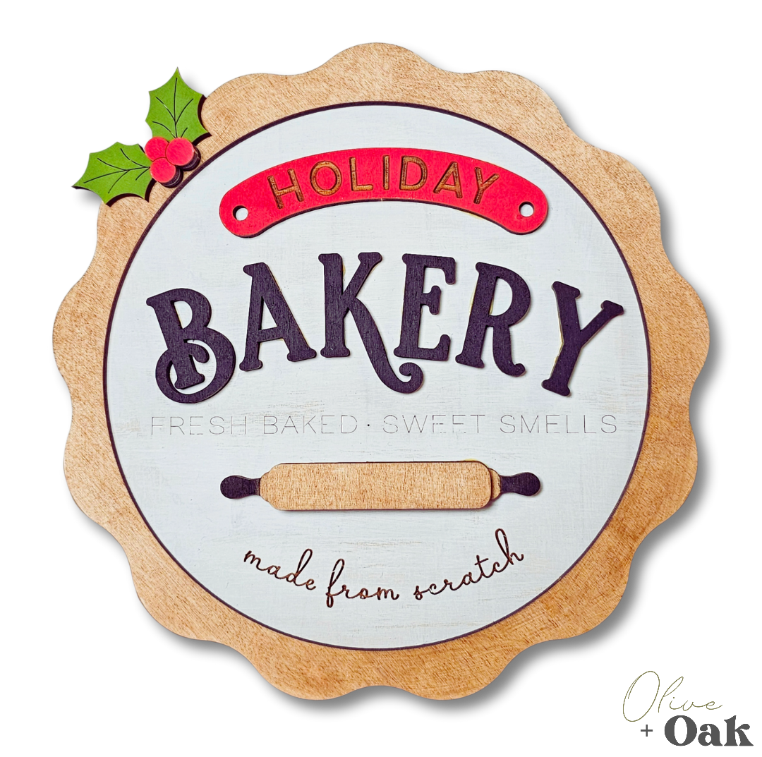 DIY Holiday Bakery Shelf Sign