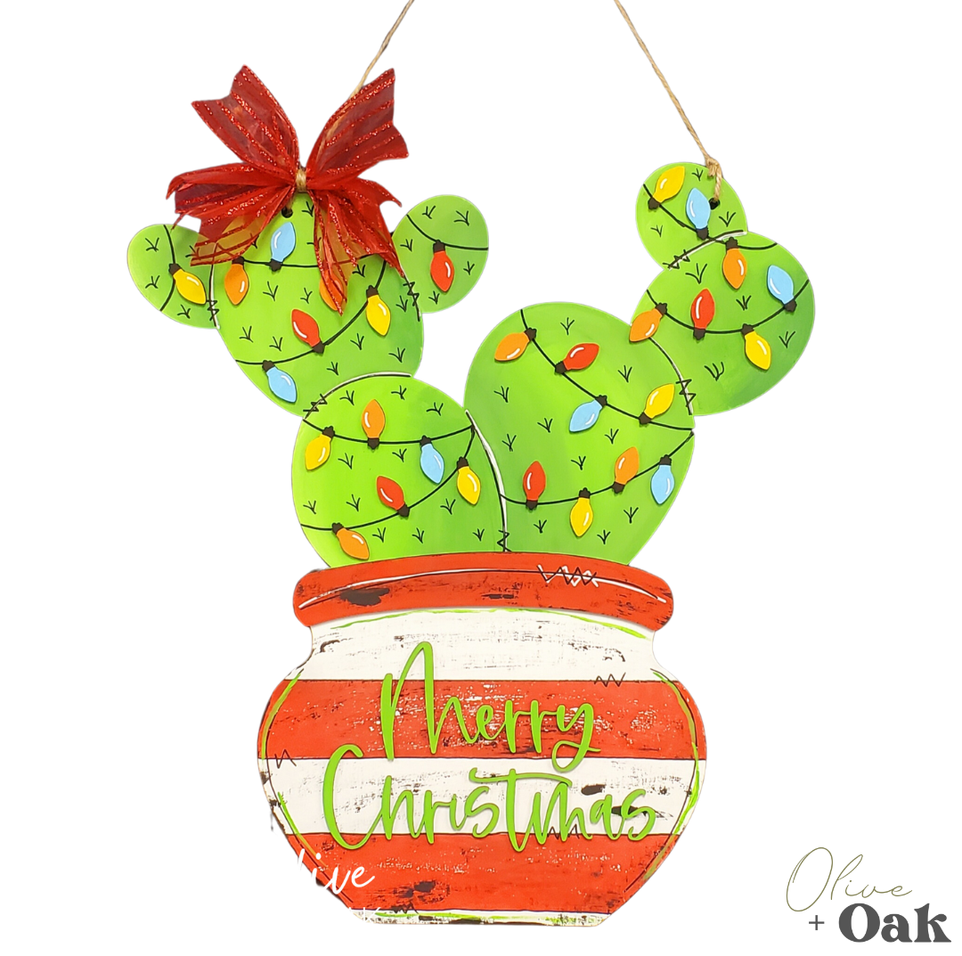 DIY Christmas Cacti Door Hanger