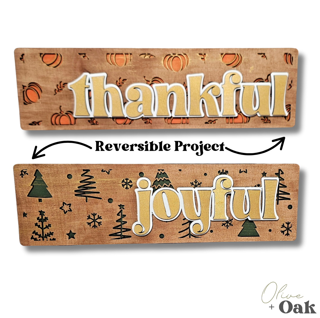 DIY Reversible Joyful & Thankful Chunky Shelf Sitter