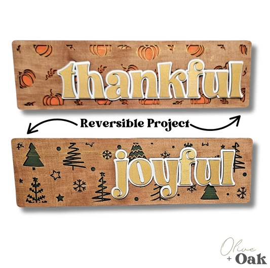 DIY Reversible Joyful & Thankful Chunky Shelf Sitter