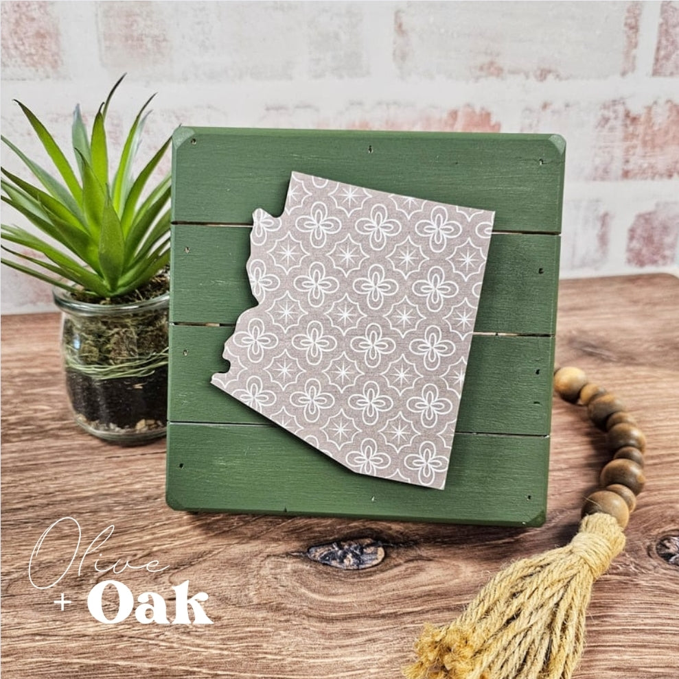 Grey Stars Arizona - Olive Slat Box Sign