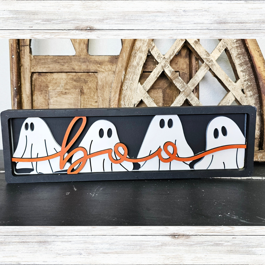 DIY Boo Ghosts Chunky Shelf Sitter