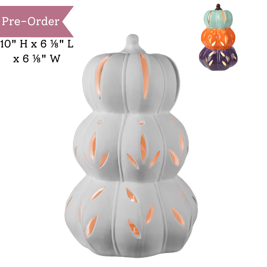 Ceramic Lighted Stacked Pumpkins