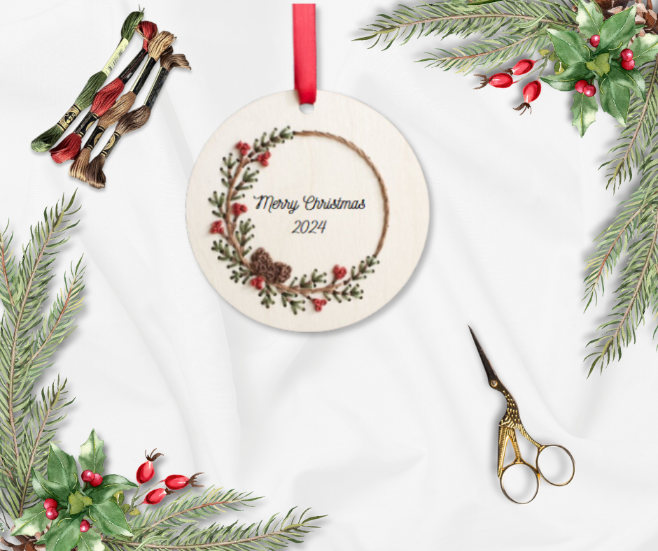 Wood
Embroidery Kit - Christmas Pine Wreath