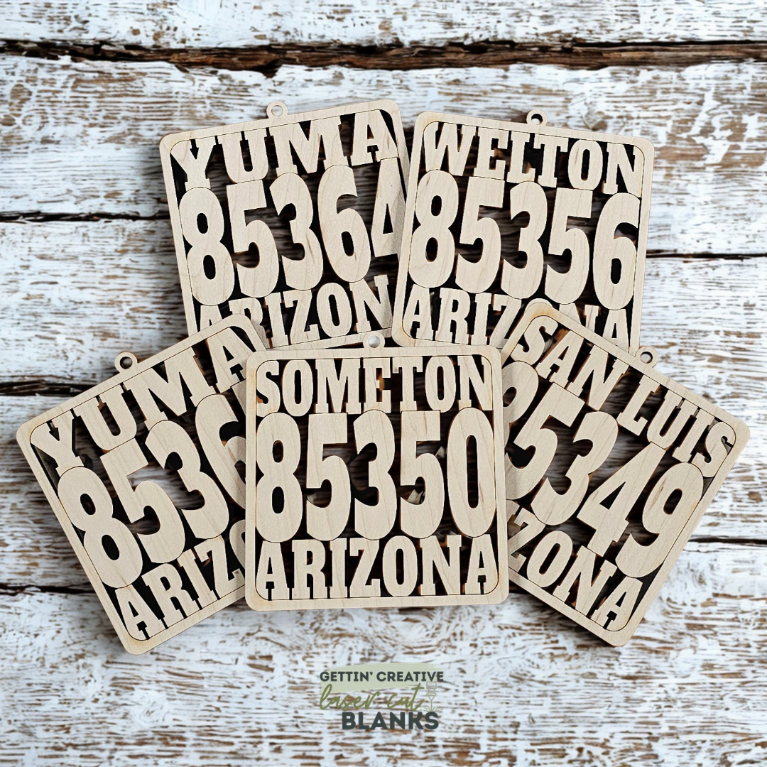 Zip Code Framed Unfinished Ornament Blank