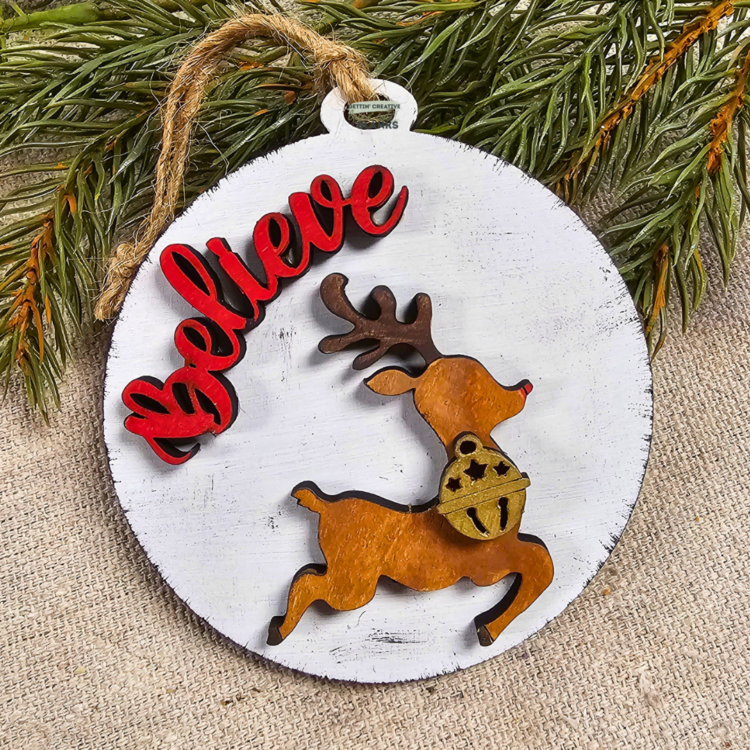 Believe Reindeer Ornament Blank