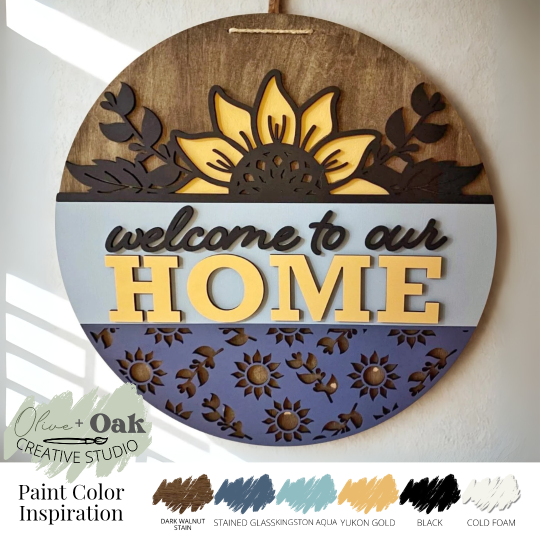 DIY Welcome to Our Home Sunflower Door Hanger