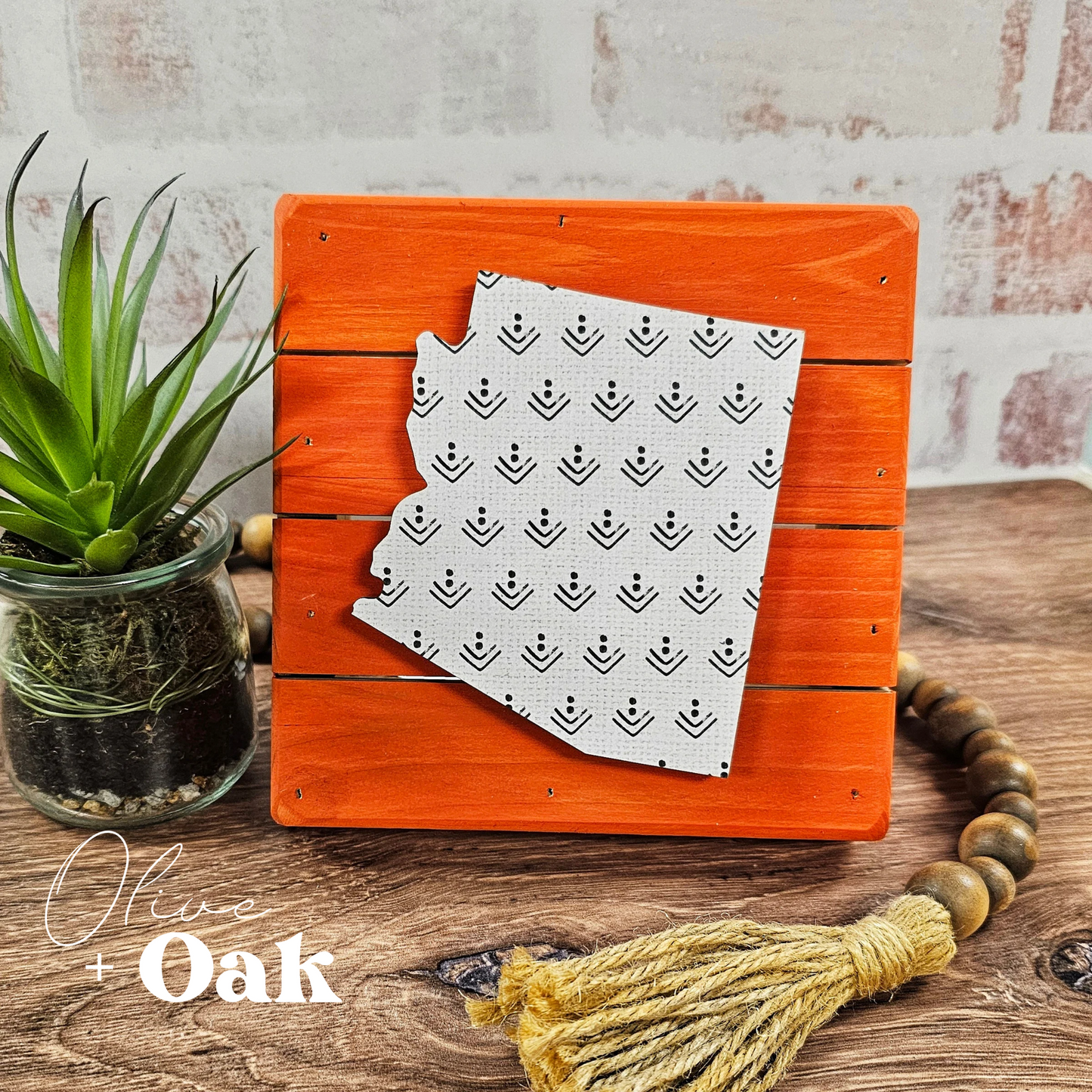 Boho Arrow Arizona - Orange Slat Box Sign